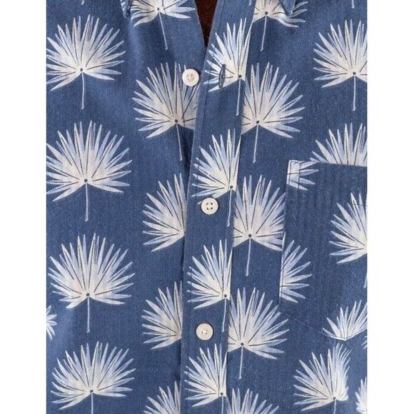 New $88 Tailor Vintage Button Seersucker Shirt Men Puretec Cool‎ Fan Palms XL - Picture 3 of 10